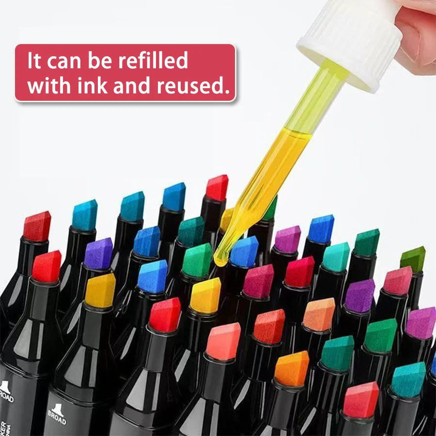 24-Colors Dual-Tip Artist Markers, Special Marking and Painting Pens for Students' Drawing, School Supplies, Art Supplies