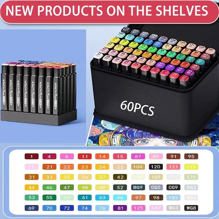 24-Colors Dual-Tip Artist Markers, Special Marking and Painting Pens for Students' Drawing, School Supplies, Art Supplies