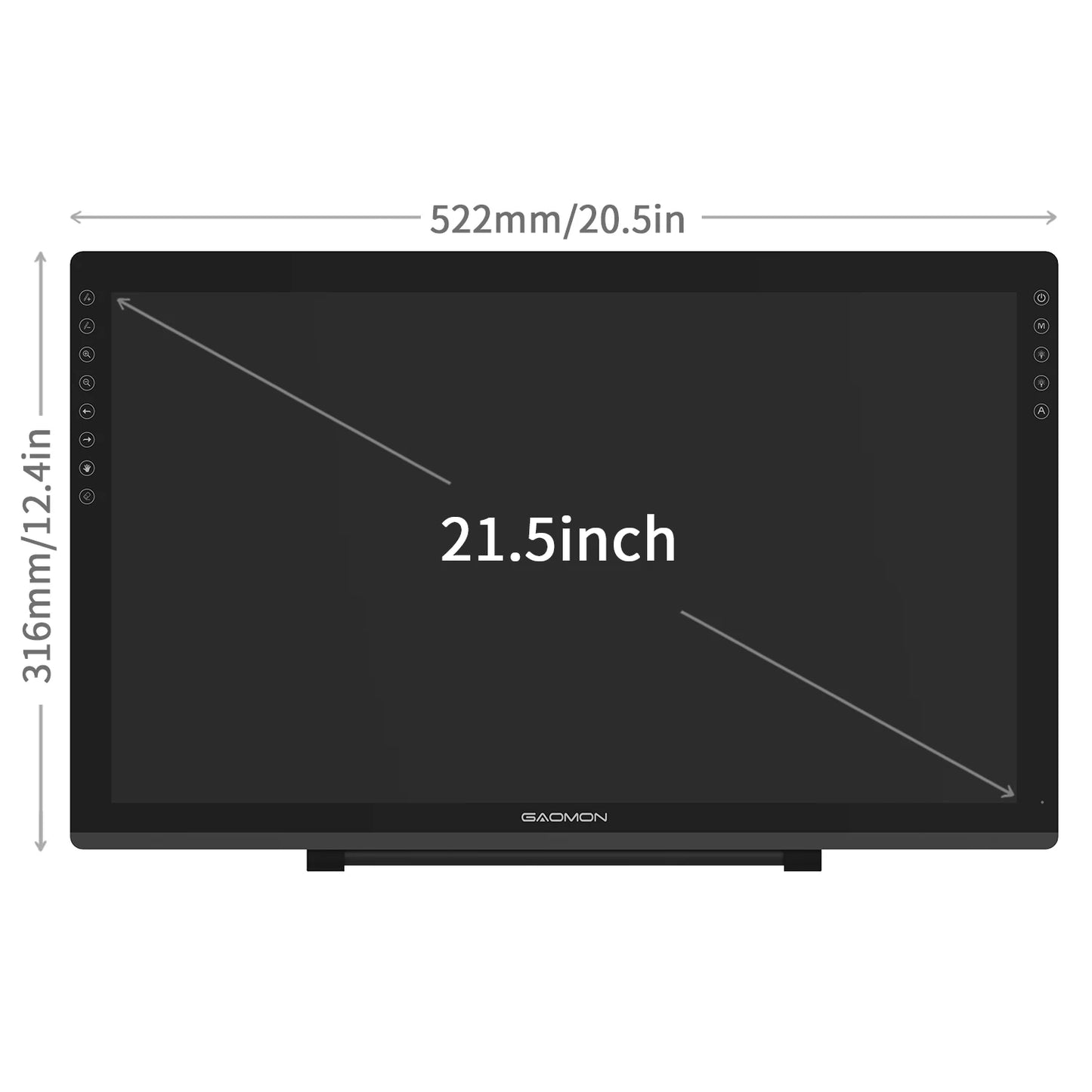 21.5 Inches Gaomon PD2200 Graphics Tablet Anti-Glare Full Lamination Screen Display with 8 Touch Keys Support ±60° Tilt Function