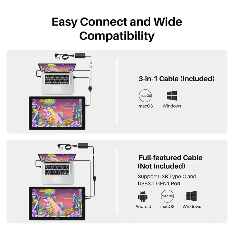 23.8 Inch HUION Kamvas 24 Plus Graphics Tablet Monitor with Screen with Drawing Display Digital Pen