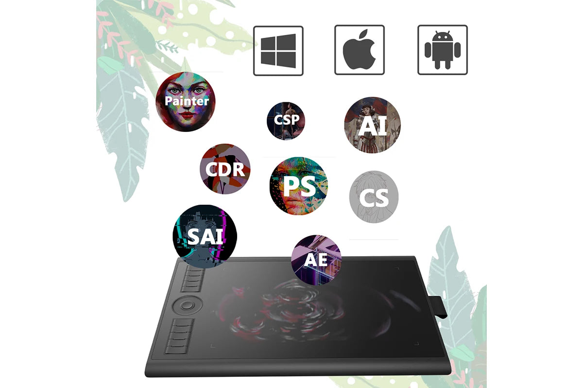 GAOMON M10K PRO 10 * 6.25'' Graphic Drawing Pen Tablet with 8192 Pressure Battery-Free Stylus Support OTG Function