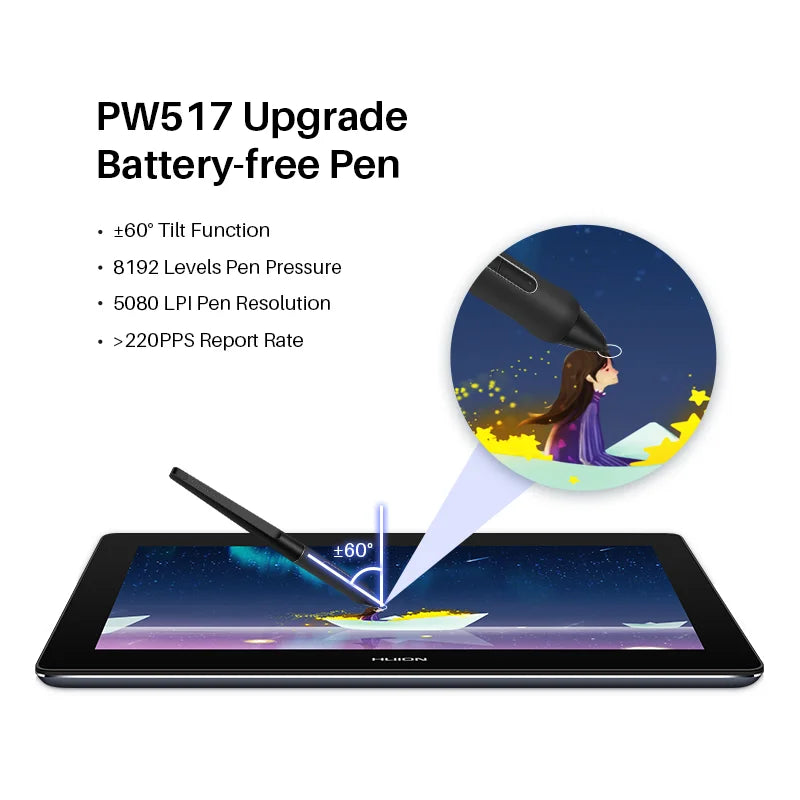 15.6 Inch Graphics Tablet HUION Kamvas Pro 16 Plus 4K UHD Screen Full Laminated Display 145%sRGB Drawing Monitor for Mac-Android