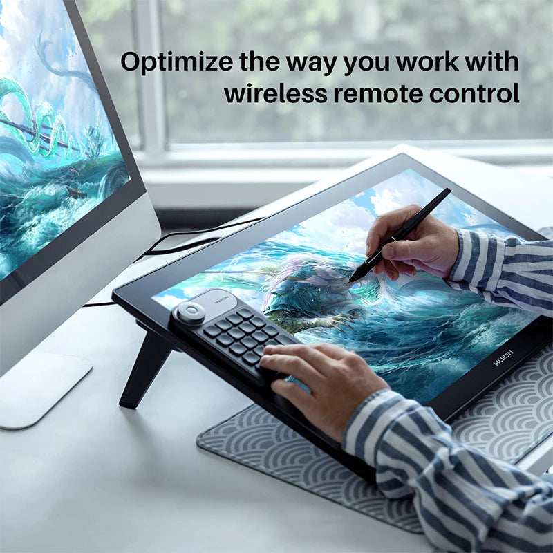 23.8 Inch Huion Kamvas Pro 24 4K Graphics Tablet Screen 140% sRGB Full-Laminated Professional Drawing Monitor Built-in Stand