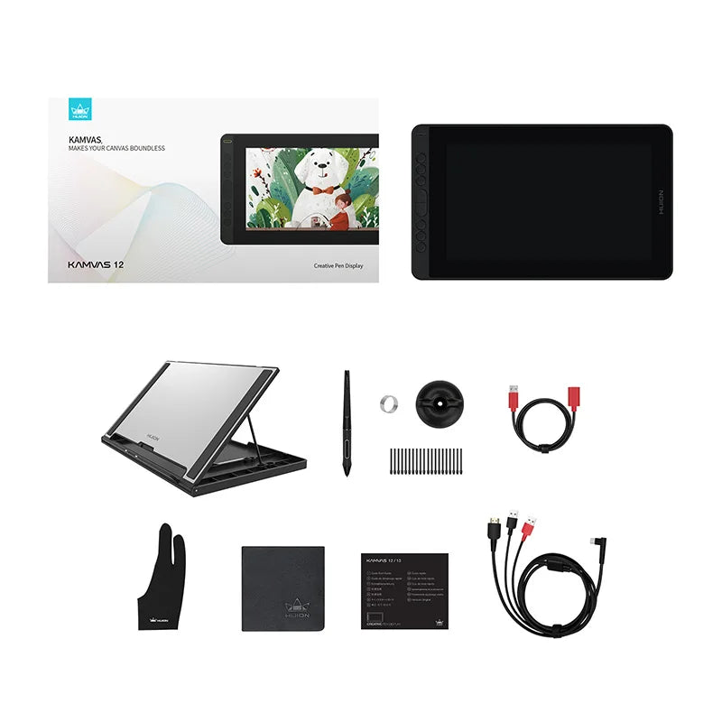 HUION Kamvas 12 Graphic Tablet Monitor 11.6 Inch Anti-glare Screen Tilt Support Drawing Pen Display Battery-Free Digital Stylus
