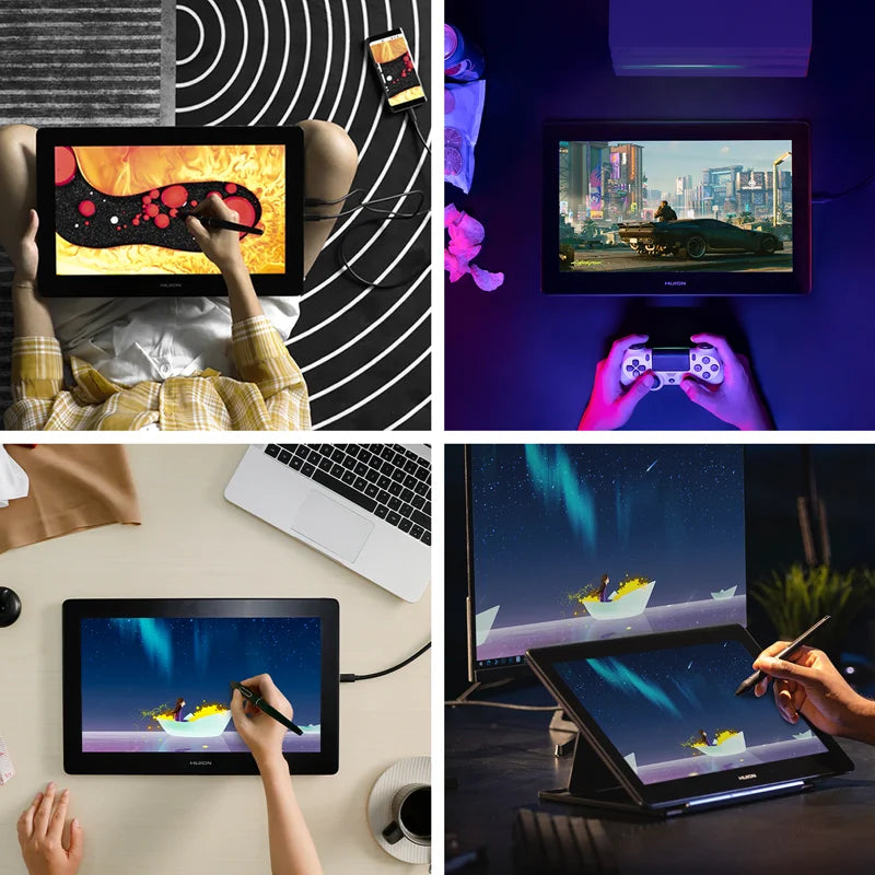 15.6 Inch Graphics Tablet HUION Kamvas Pro 16 Plus 4K UHD Screen Full Laminated Display 145%sRGB Drawing Monitor for Mac-Android