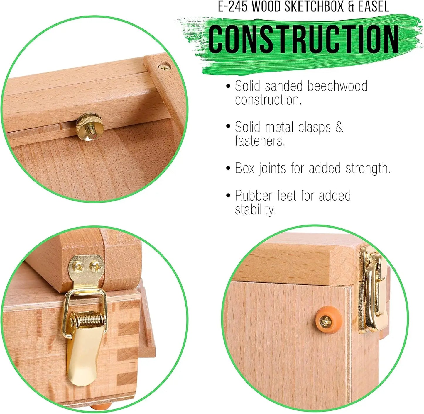 Large Adjustable Wooden Desktop Easel with Storage - Portable Sketchbox for Painting, Drawing & Art Supplies