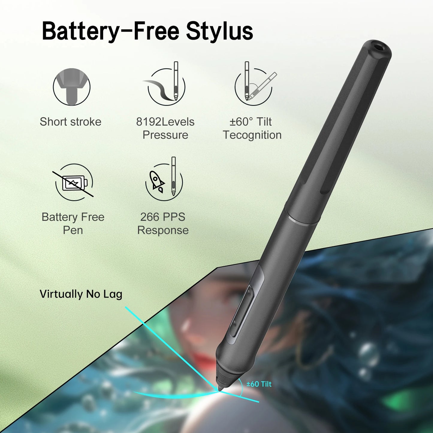 11.6 Inches 12HD-A H-IPS LCD Graphics Drawing Tablet Monitor Size 1366x768 Display 8192 Pressure Level Passive Technology