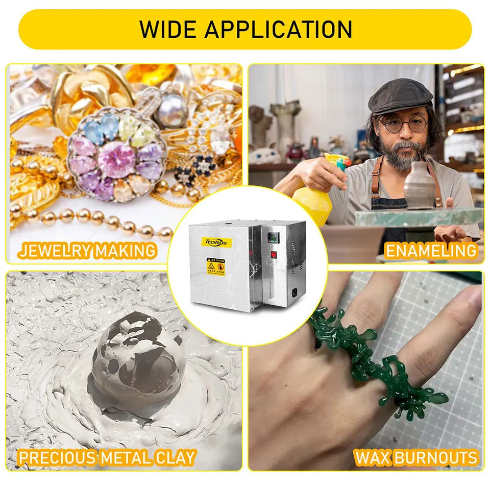Industrial Jewelry Casting Burnout Furnace - 900°C Wax/Plaster Mold Oven with 4-Zone Heating, Digital PID Control & Auto shut-off