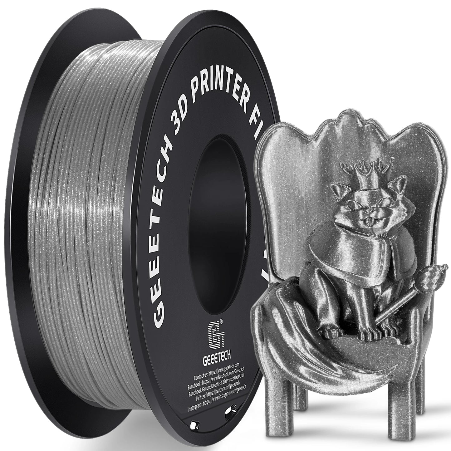 Geeetech Sparkly PLA Filament 1kg 1.75mm 3D Printer Plastic Material, Accuracy 0.03mm, multiple colour, Fit Most FDM Printer