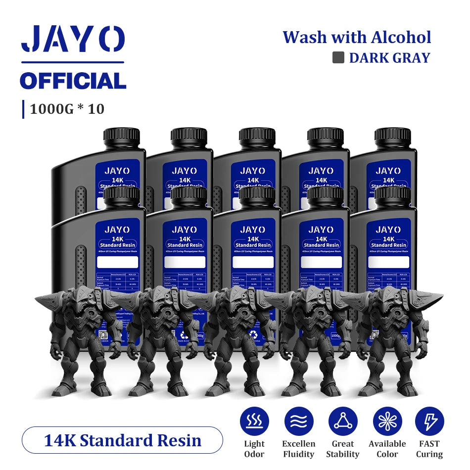 JAYO 10 Bottles 3D Resin Standard Fast Curing Standard/ 14K Standard/ Standard Plus 3D Resin for LCD DLP SLA Resin 3D Printer