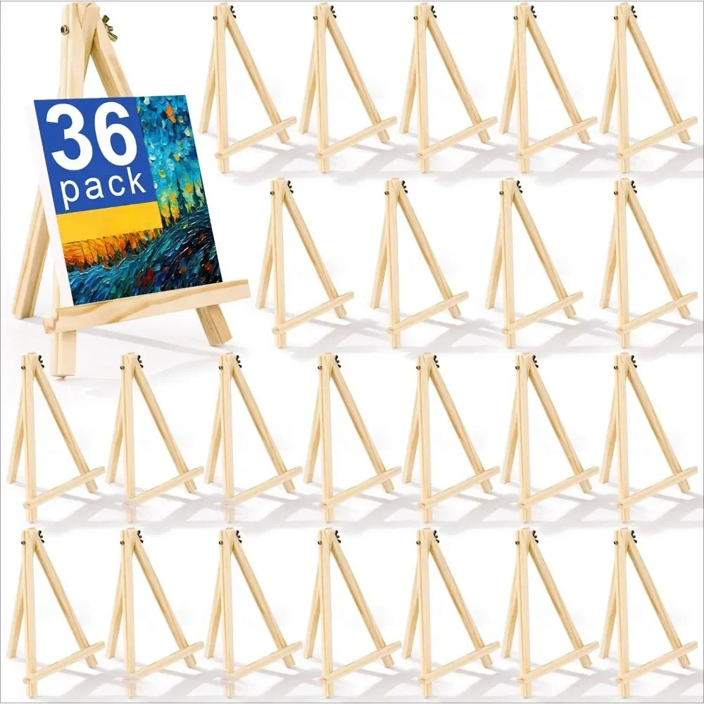 4 packs of 9-inch wooden easels, easel holders for painting canvases, arts and crafts, tripods, painting party easels