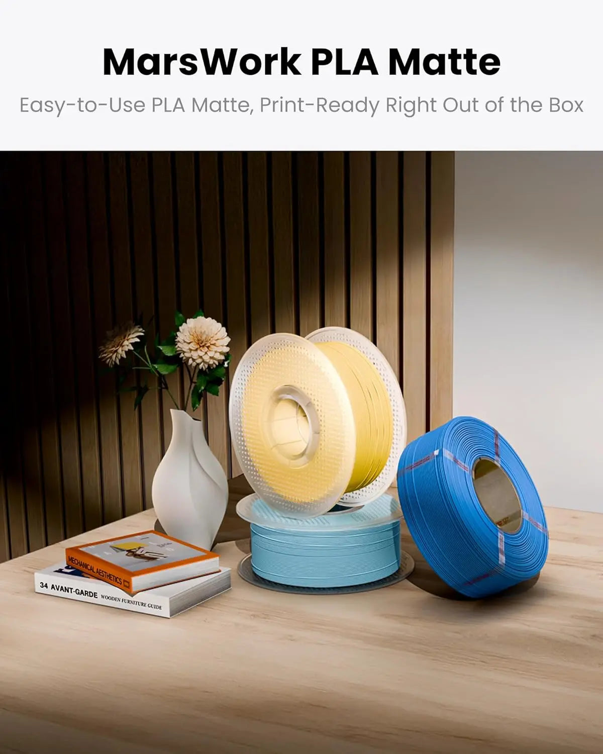 Matte PLA Filament 4-Pack (4kg/1.75mm) for Reusable Spools, Spool-Less Bulk Printing Material in Black and White