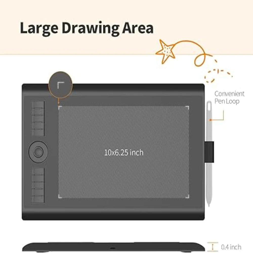 GAOMON M10K Graphic Tablet for Drawing/Art Digital/Architecture/Engineering Student with 8192 Levels Passive Stylus