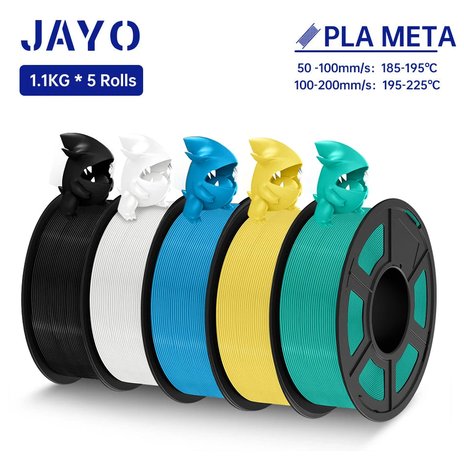 JAYO PLA Meta Filament 5 Rolls 1.75MM PLA 3D Printer Filament Neatly Wound Toughness 1.1KG 3D Printing Materials For FDM