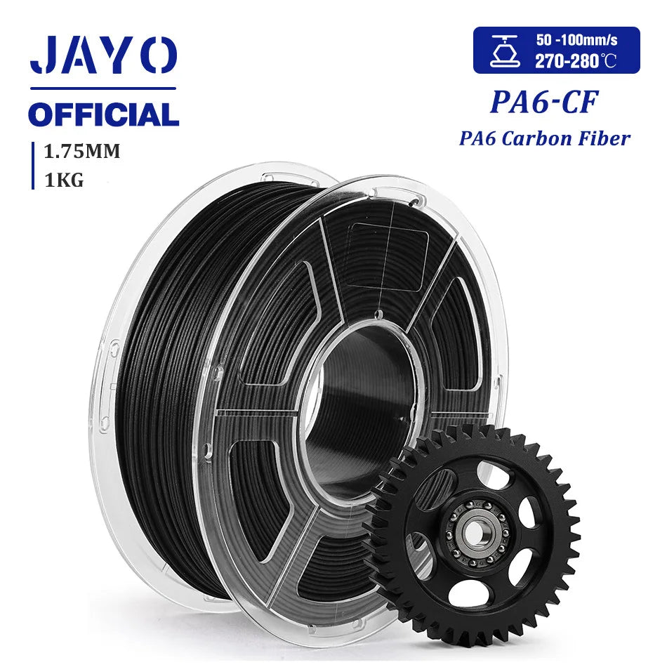 JAYO PA Nylon Filament 1.75mm PA6-CF/PA6-GF/PA12-CF/Easy PA Nylon 3D Printer Filament Superior Toughness 1KG/Roll