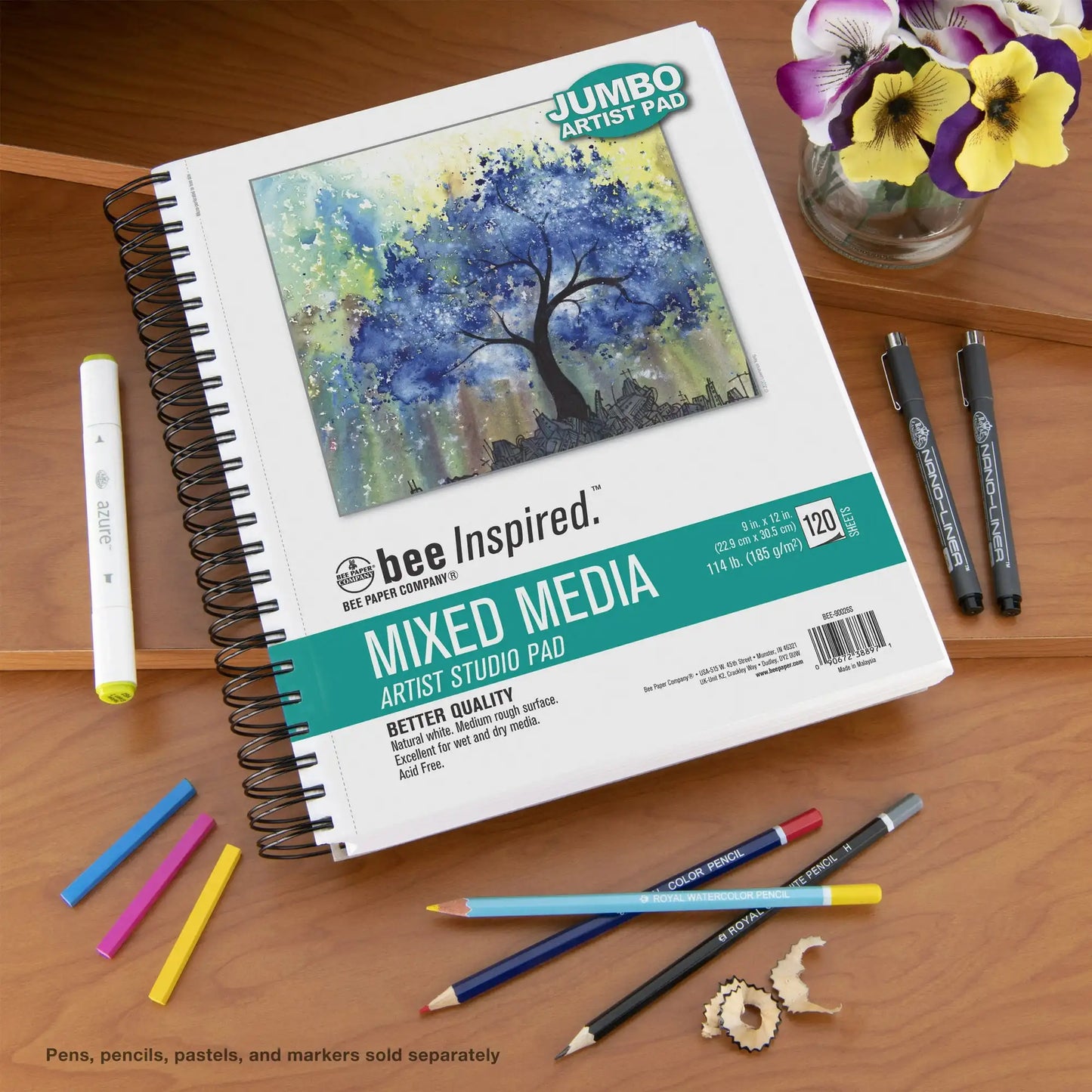 9x12" Mixed Media Spiral bound Artist Pad, 120 Sheets 114lb 185 gsm