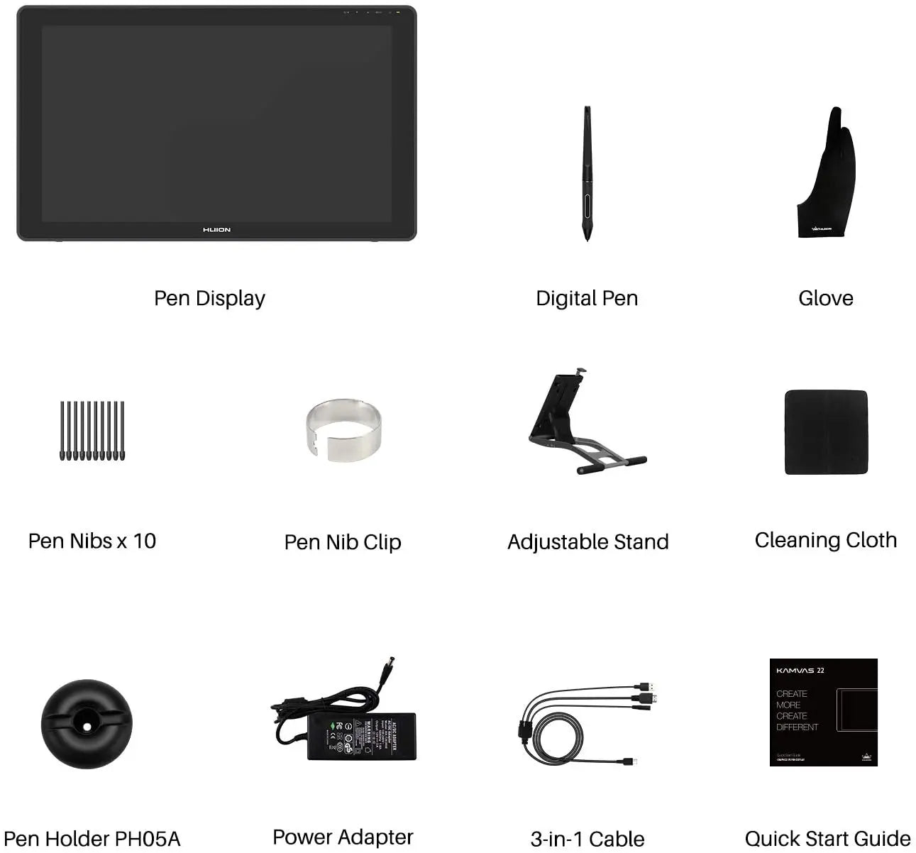 21.5 Inches HUION Kamvas 22 Graphic Pen Tablet Monitor Pen Display Anti-glare Screen 120%s RGB Windows Mac And Android Device