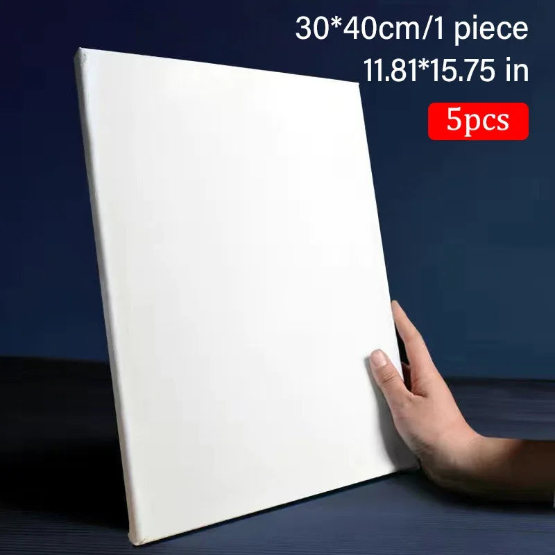5pcs White Blank Square Artist Canvas Wooden Board Frame Cotton Artist Canvas Boards for Oil Painting Acrylic Watercolor