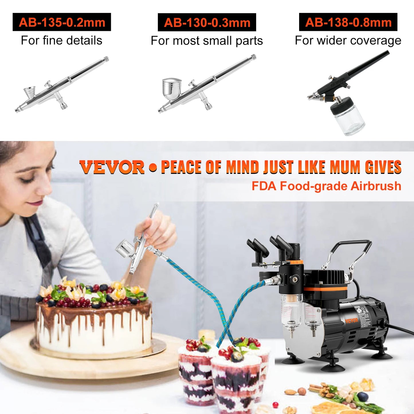 SucceBuy Professional Dual-Action Airbrush Kit 120W Electric Spray Gun Air Brush Painting Art Nail Tattoo Makeup Model Sprayer