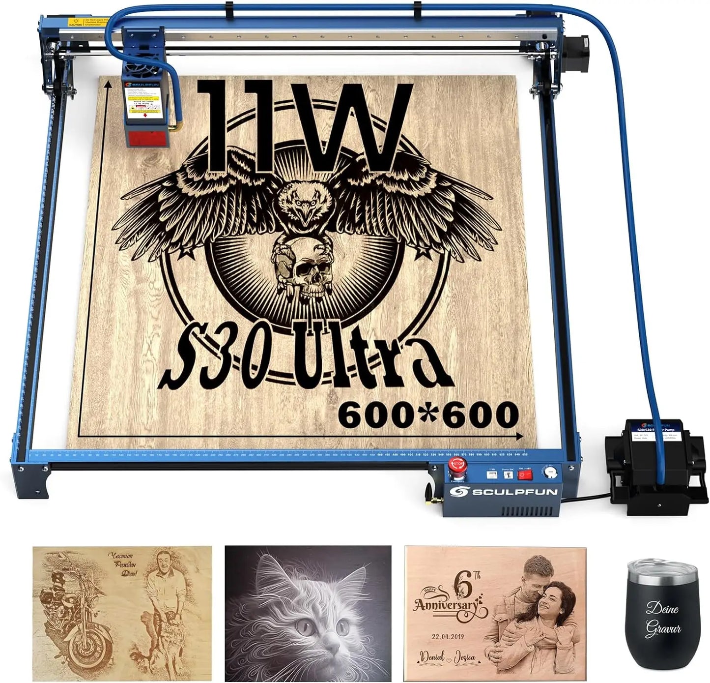 SCULPFUN S30 Ultra Laser Engraver with Air Assist 33W Output Laser Cutter 600x600mm Working Area Laser Engraver for Wood Metal