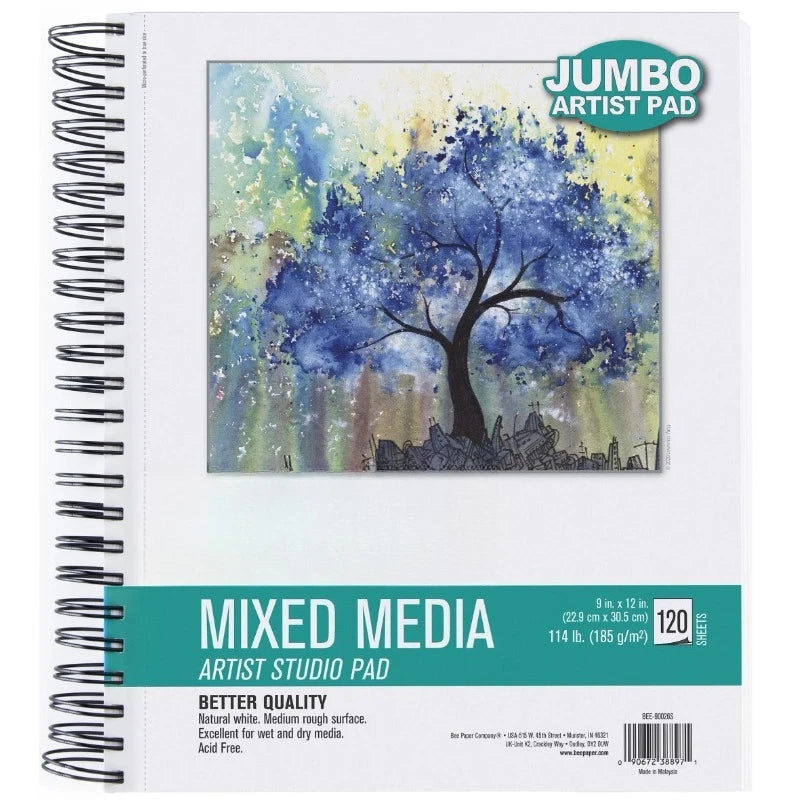 - 9x12" Bee Inspired Mixed Media Spiral bound Artist Pad, 120 Sheets 114lb 185 gsm