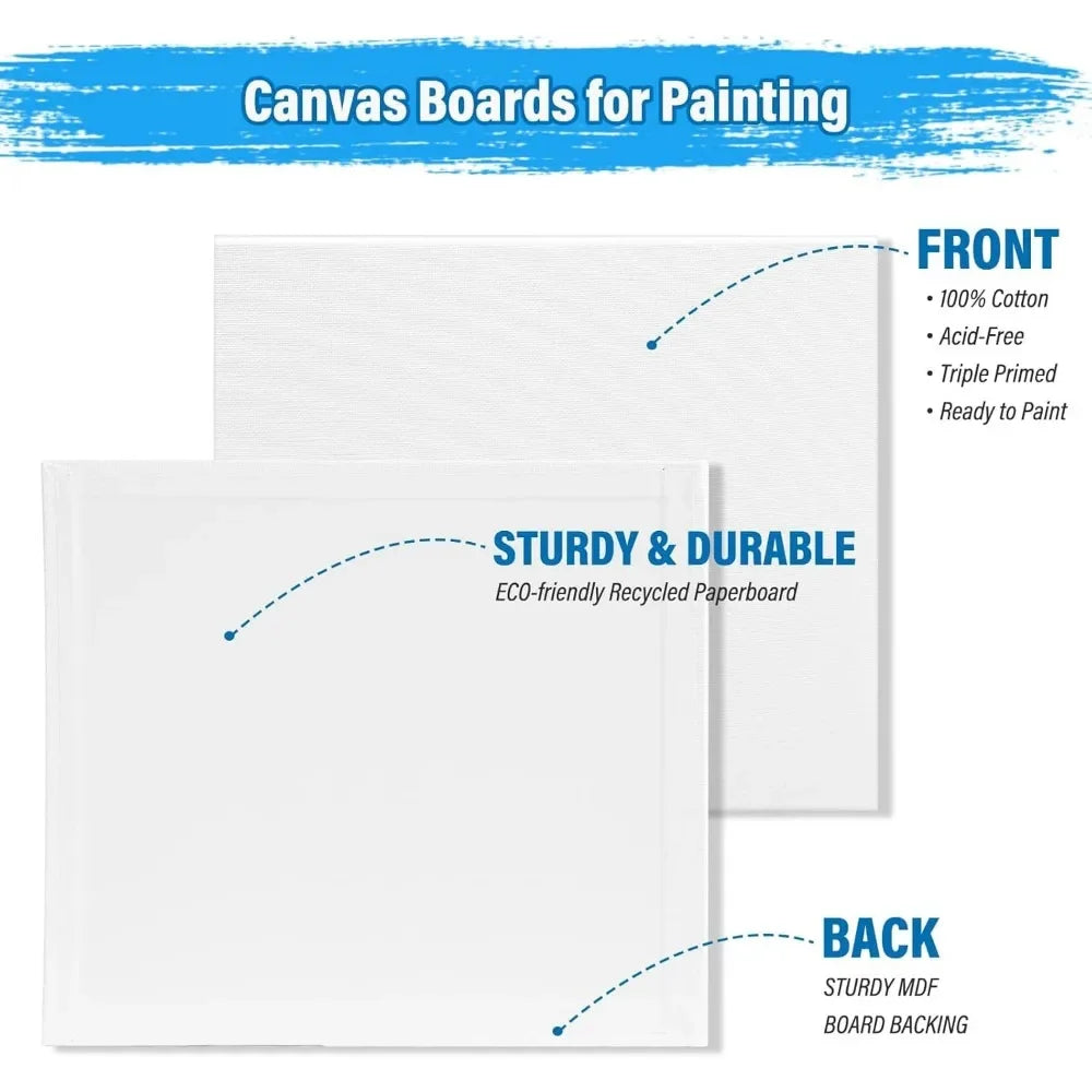 8 x 10 inch canvas board with wooden easel, paint brush canvas panel painting kit for beginners art craft