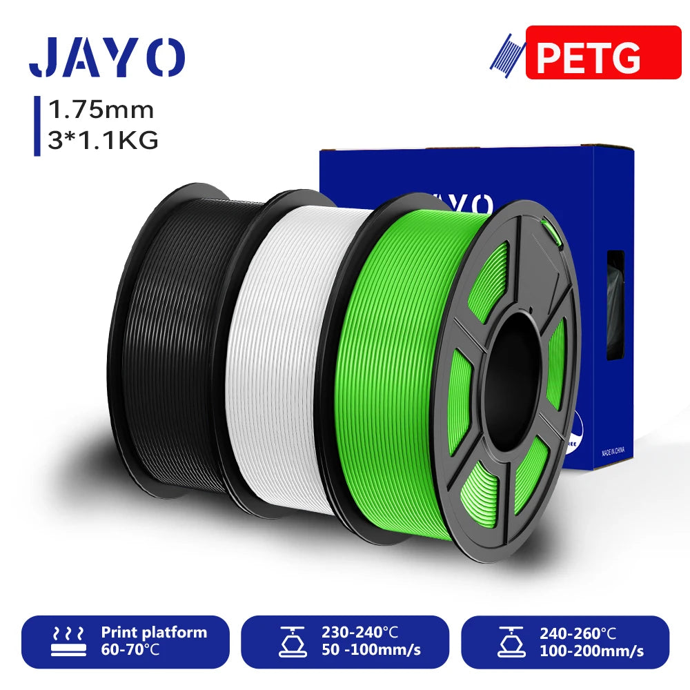 JAYO 3D PETG/PLA/PLA PLUS Printer Filament 1.75mm 3rolls 100% No Bubble non-toxic 3D Printing Materials for 3D Printer&3D Pen