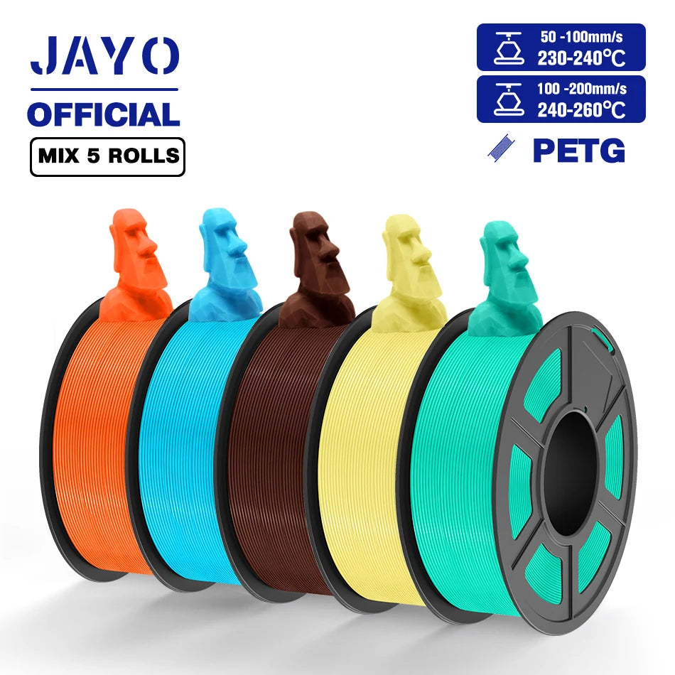 JAYO PETG Filamanet 1.75MM 5Rolls/set 3D Printer Filament PETG Neatly Wound 3D Printing Material For FDM 3D Printer