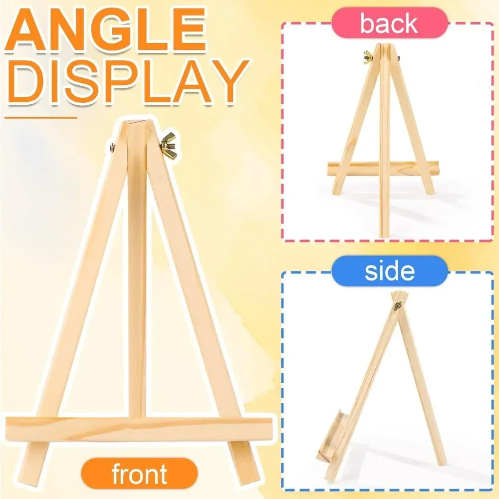 4 packs of 9-inch wooden easels, easel holders for painting canvases, arts and crafts, tripods, painting party easels