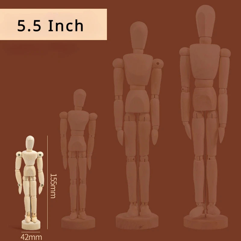 5.5/8/12 inch Artists Wooden Manikin Jointed Mannequin Perfect for Home Decoration The Human Figure Supplies Drawing Tools