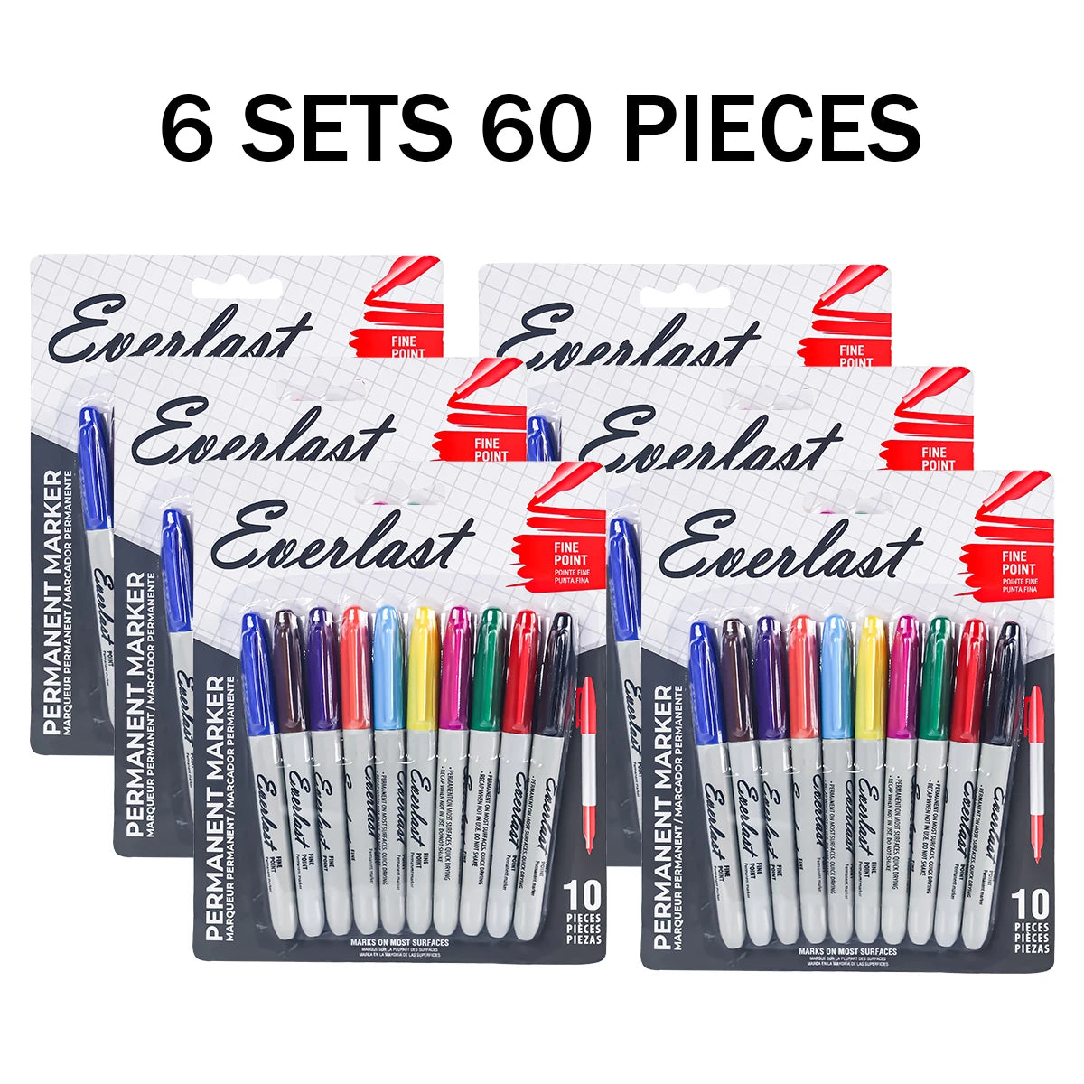 20/40/60-Pack Waterproof Dual-Tip Permanent Markers, Quick-Drying, Waterproof & Smudge-Proof, for Office Marking, Note-Taking,