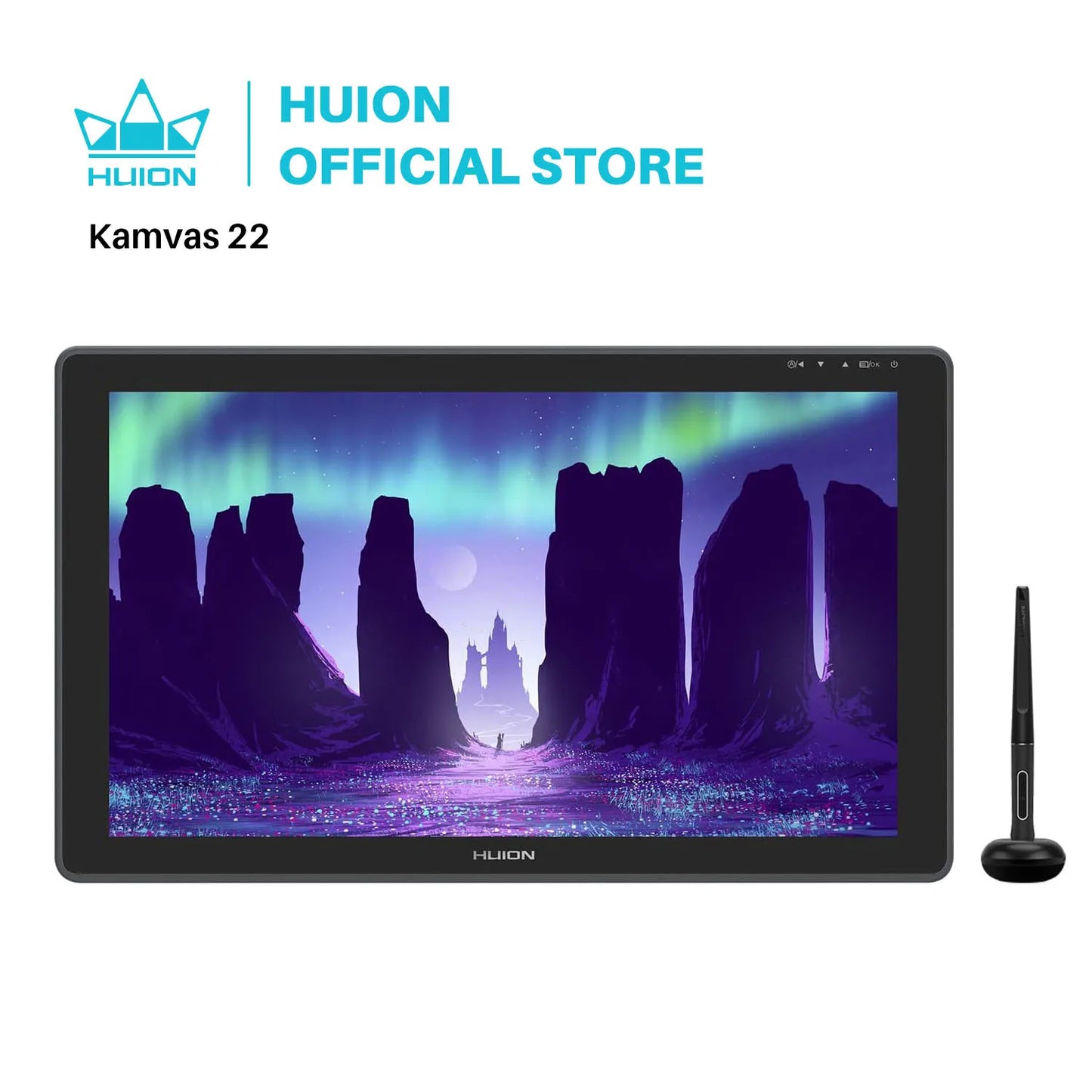 21.5 Inches HUION Kamvas 22 Graphic Pen Tablet Monitor Pen Display Anti-glare Screen 120%s RGB Windows Mac And Android Device