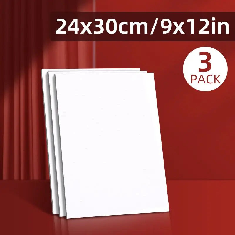 3 Pack Canvas Panels, Blank Board Panels for Acrylic, Oil, Watercolor, Tempera Painting, Primed Acid-Free for Students, Adults