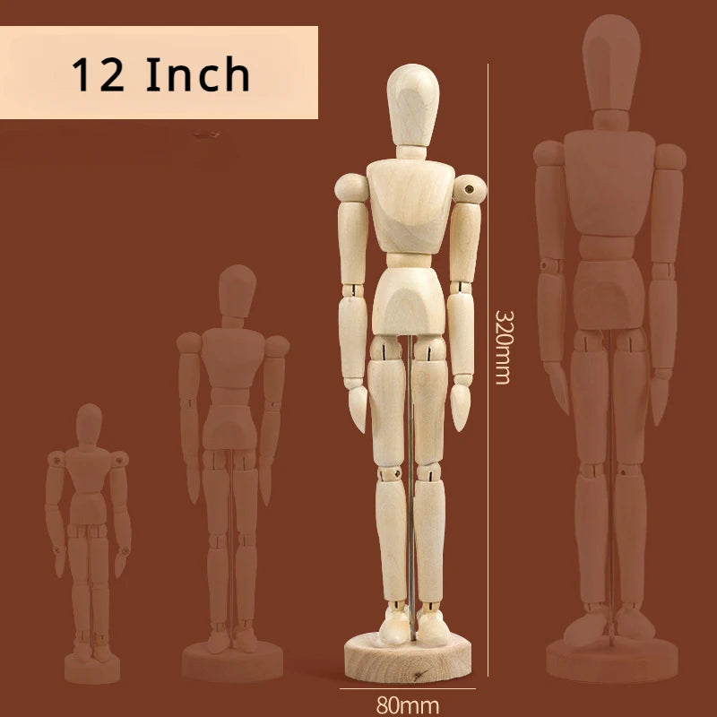 5.5/8/12 inch Artists Wooden Manikin Jointed Mannequin Perfect for Home Decoration The Human Figure Supplies Drawing Tools