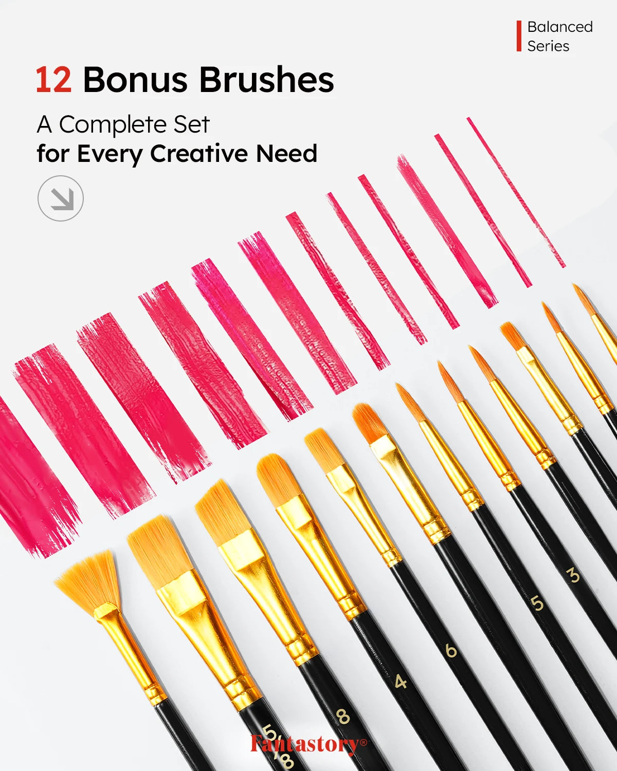 Fantastory Acrylic Paint Set, 24 Balanced Series Acrylic Paints (2 oz) with 12 Brushes, Professional Craft Paint Set, Canvas