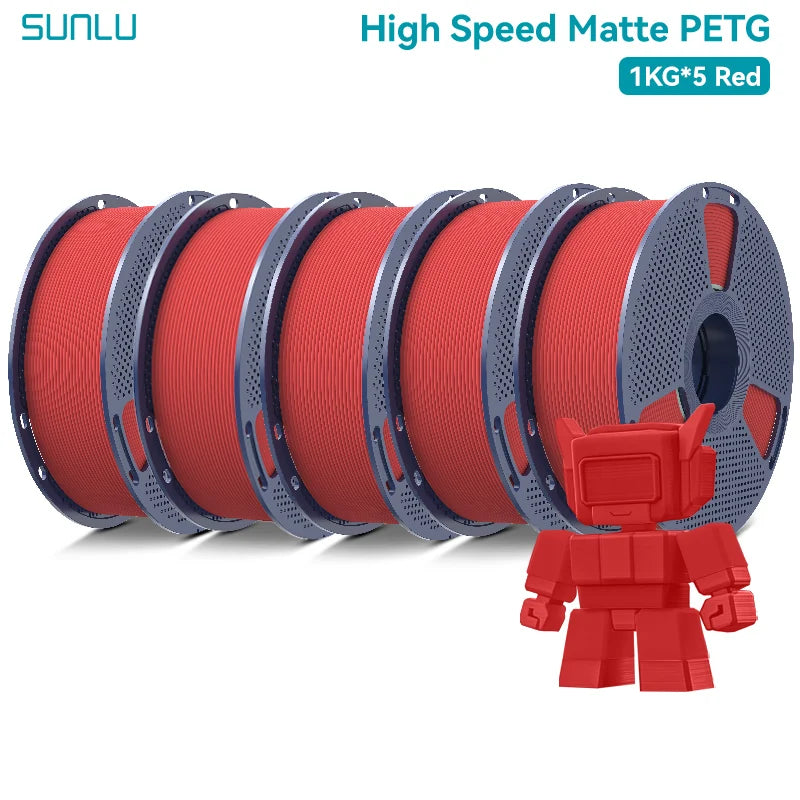 SUNLU 5KG Matte PETG High Speed 3D Printer Filament 1.75mm High Strength Fast Smooth Printing PETG Filament for FDM 3D Printer