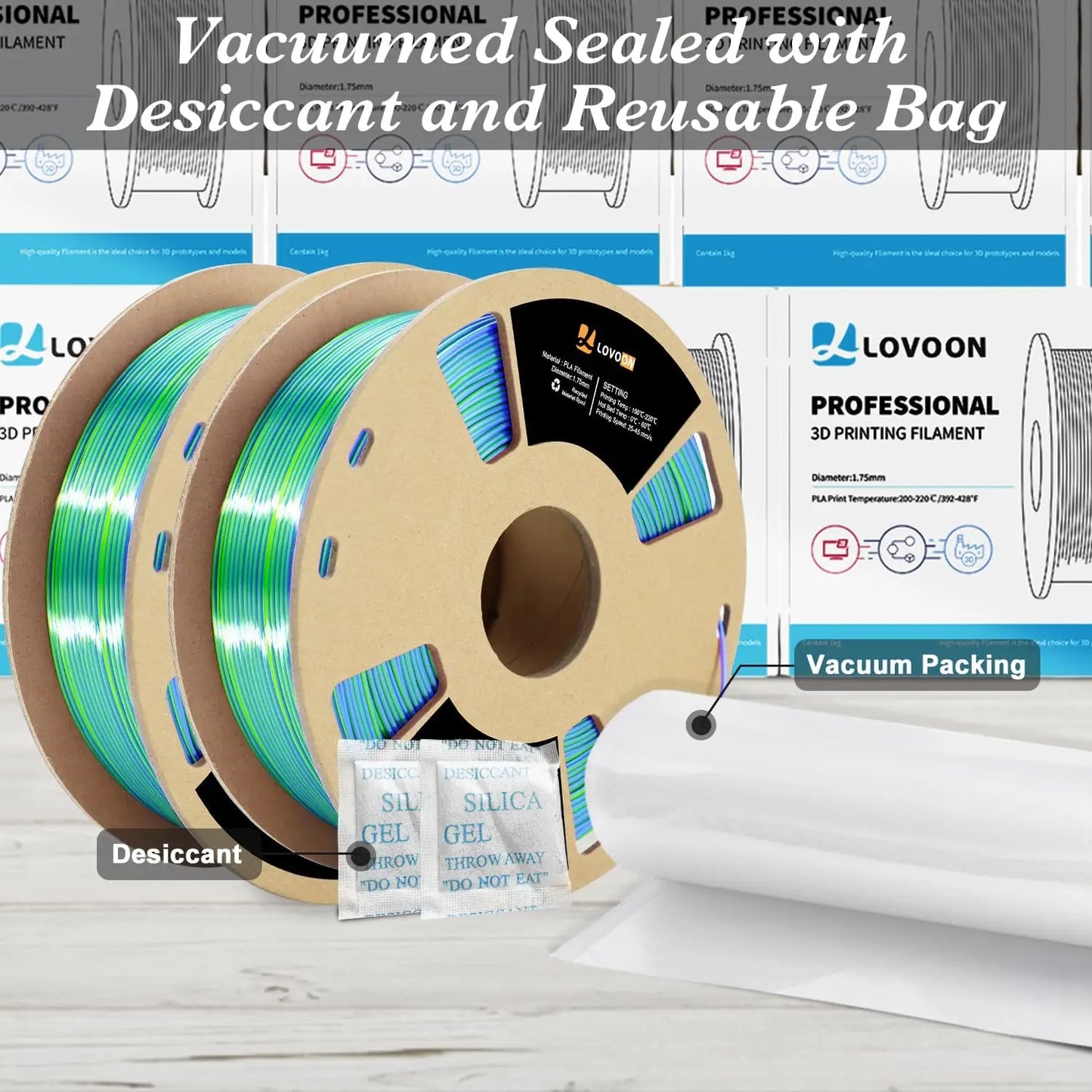 Silk PLA 3D Printing Filament Bundle 2KG, PLA Filament 1.75mm Shiny Tricolor Pack Fast Color Change 3D Printer Filament