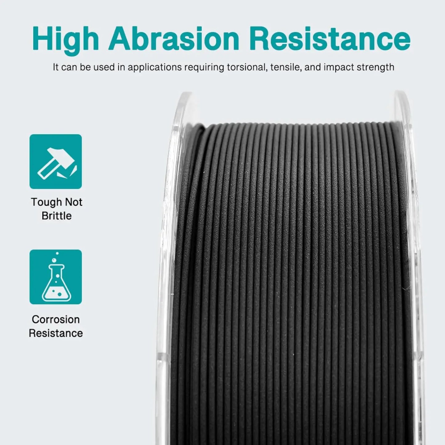 Carbon Fiber Nylon 3D Printer Filament PA6-CF, 1.75mm 1kg with PC Spool for High Strength and Heat Resistance