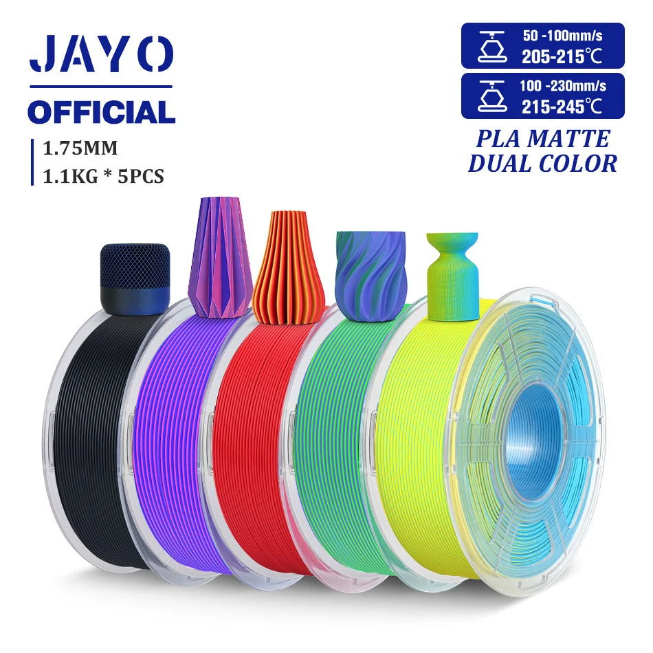 JAYO PLA Matte Dual Color 3D Filament 1.75mm PLA Matte 3D Printer Filament Rolls/Set PLA Filament Smooth Matte