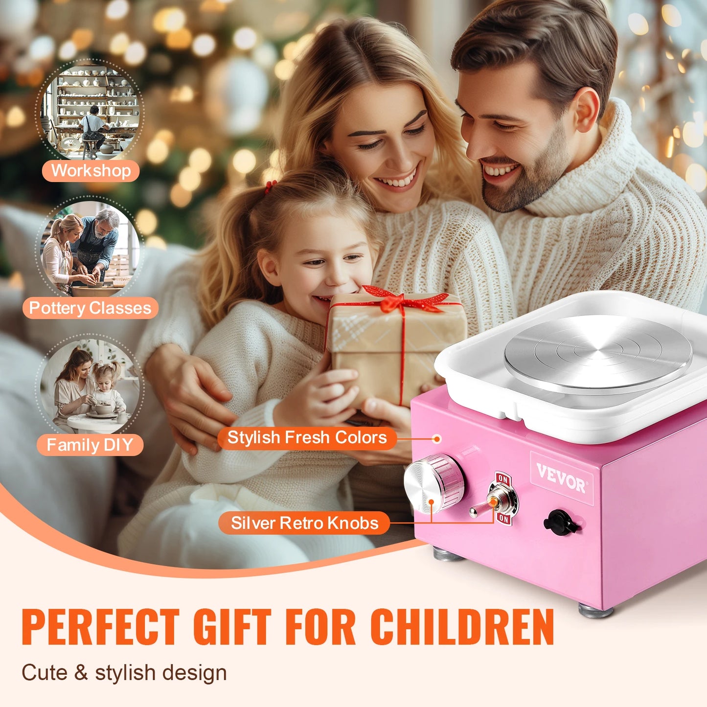 SucceBuy Mini Pottery Wheel 0-320RPM Adjustable Speed Detachable Basin 2.56in/3.94in 2 Turntable for ArtCraft Work Home DIY White