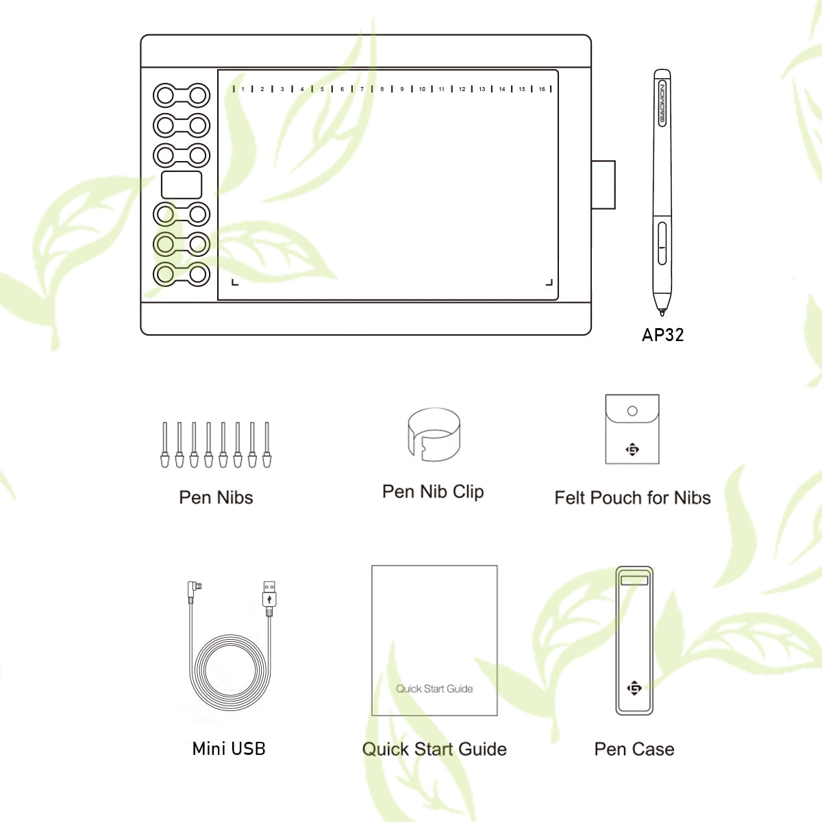 GAOMON M106K PRO 10'' Graphics Drawing Tablet with 8192 Levels Tilt Supported Battery-free Art Stylus for Windows/Mac/Android OS