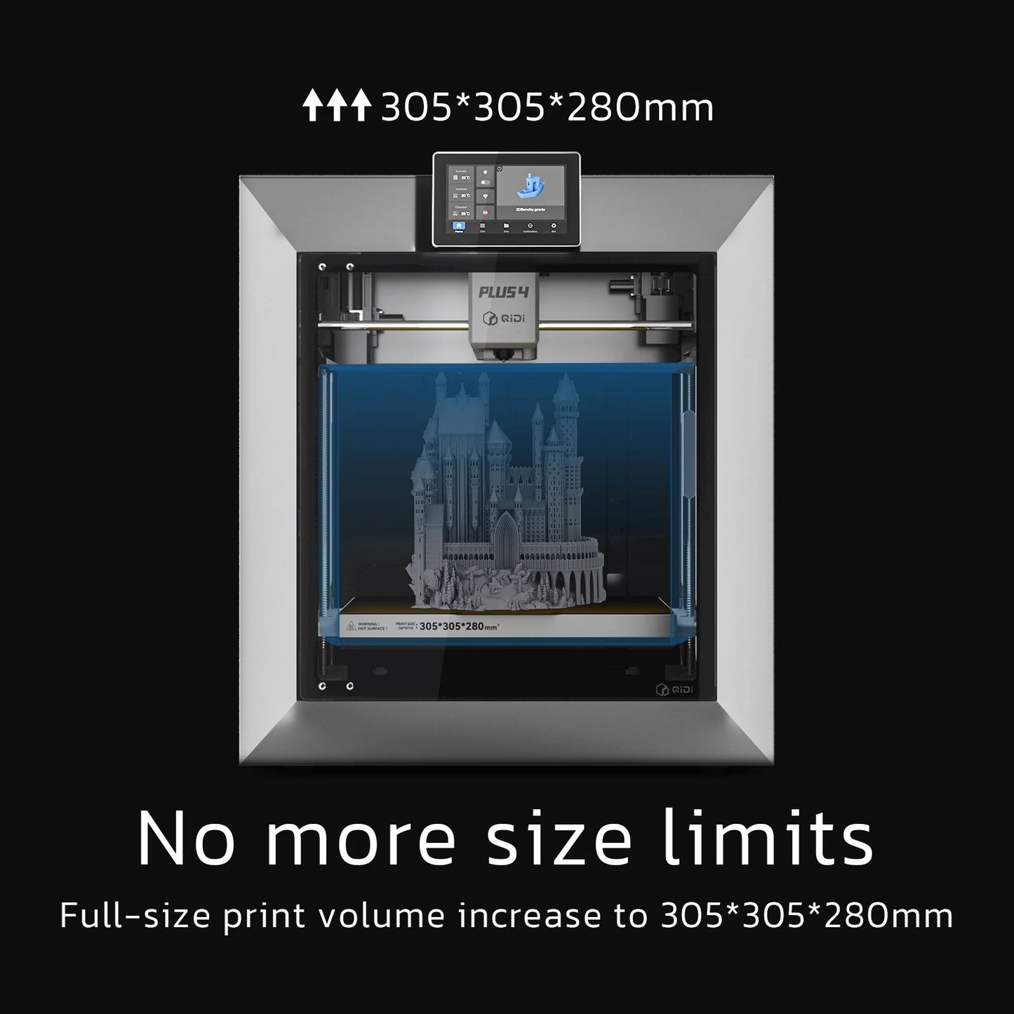 QIDI Plus 4 3D Printer, 600mm/s High-Speed 3D Printer withFull-auto Calibrati, Independent Dual Z-axis Motors, 55℃ Chamber Heat