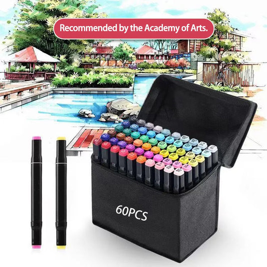 24-Colors Dual-Tip Artist Markers, Special Marking and Painting Pens for Students' Drawing, School Supplies, Art Supplies