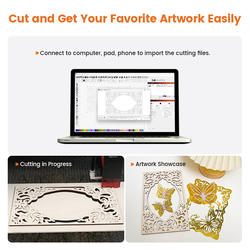 ALGO Laser Engraving Cutting Machine CNC Roller Rotary DIY Printer Graving Tool Powerful Woodworking Metal Wood Leather Acrylic