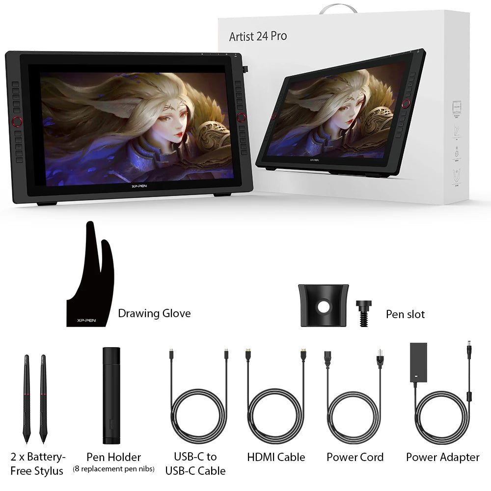 XPPen Artist 24 Pro 23.8 Inch 2K QHD Graphics Tablet Pen Display Drawing Monitor 20 Express Keys Support 60 Tilt for Windows Mac