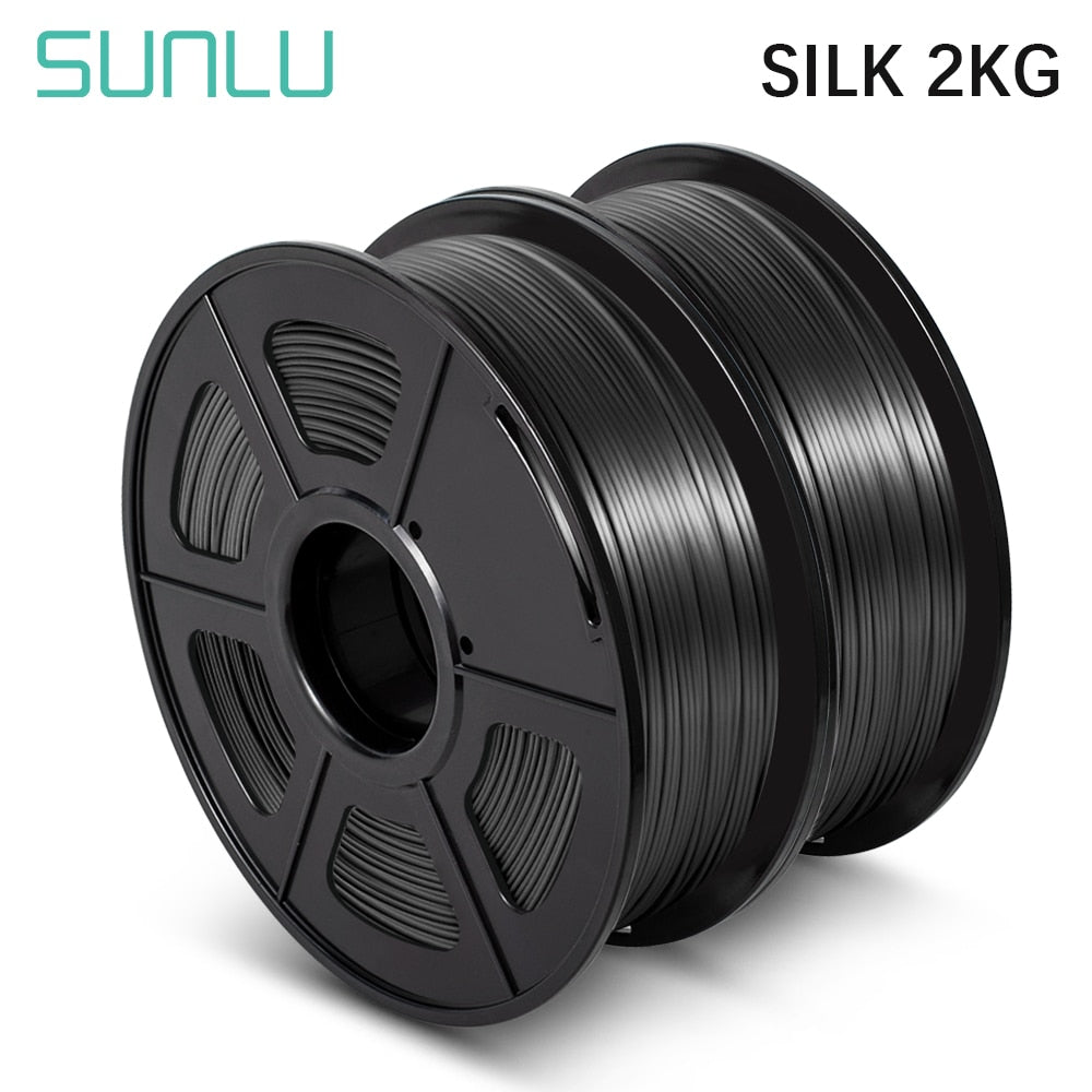 SUNLU Silk PLA Filament 1.75mm 1KG 2Rolls Shiny Metal-like Black Red Colors Silk 3D Printer Filament for DIY Artwork Printing