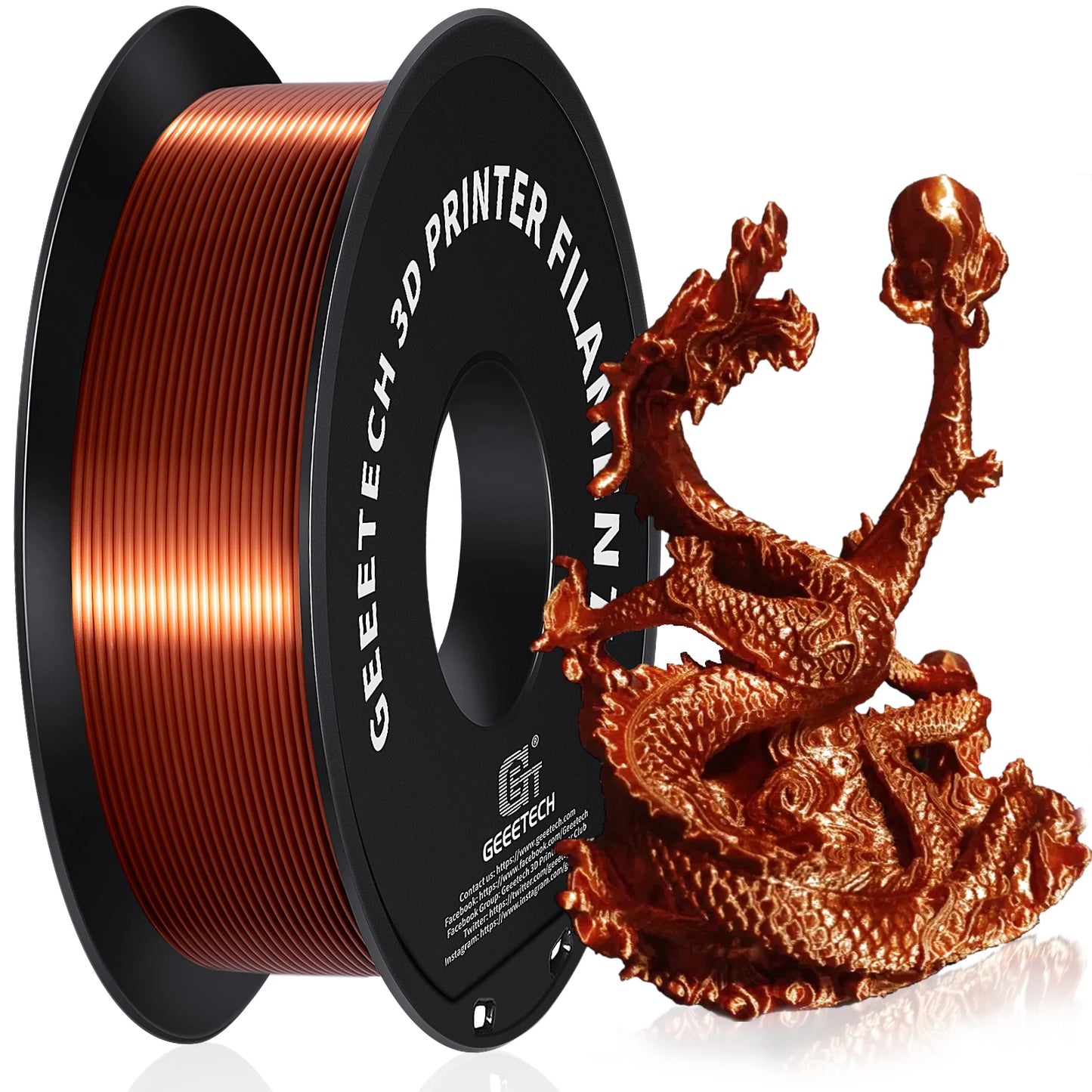 GEEETECH 3d Silk PLA Filament 1kg1.75mm Spool Wire For 3D Printer Material,Safety, Vacuum packaging, special color, Bubble free
