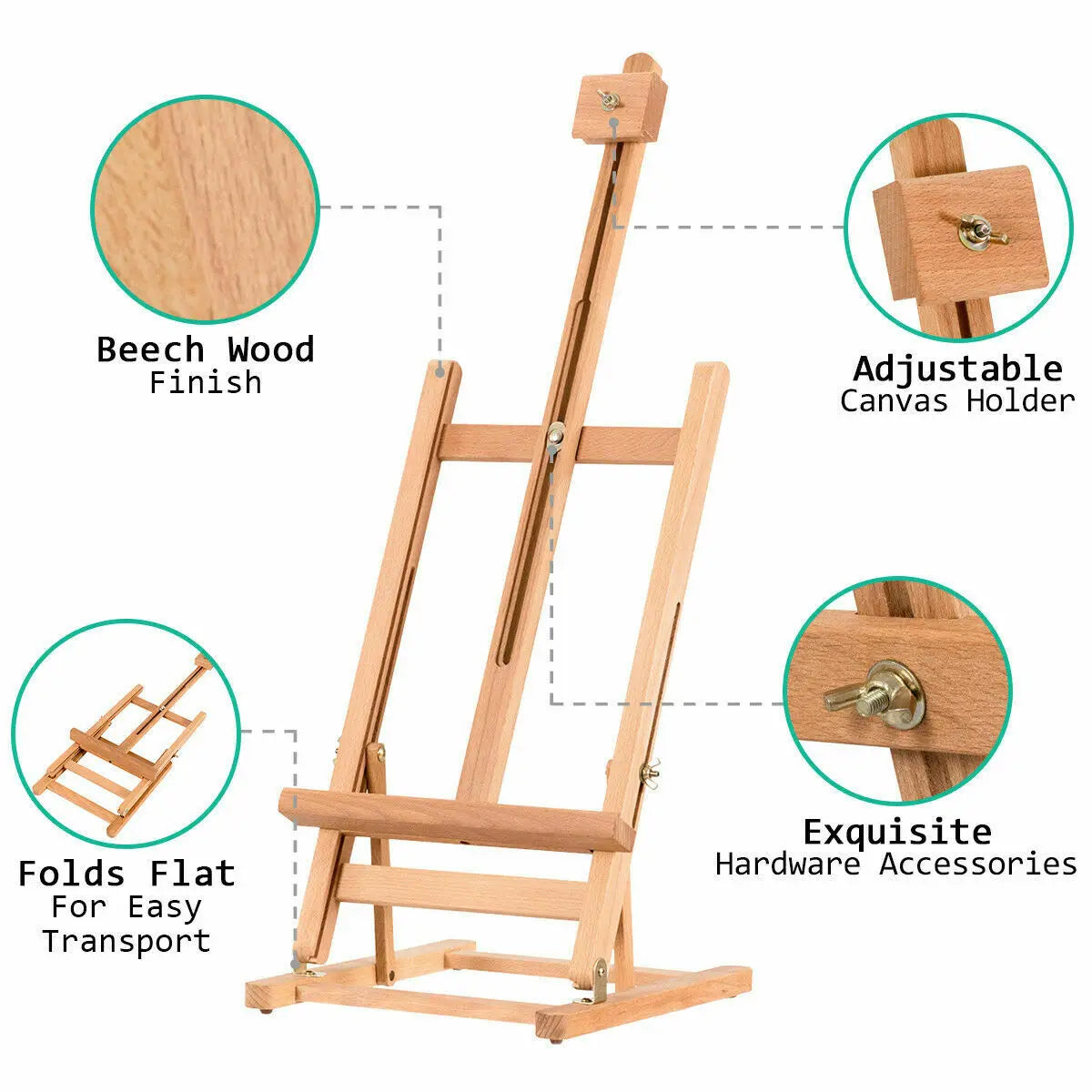 Portable Wood Tabletop Easel H-Frame Adjustable Artist Painting Display Studio  ST39509