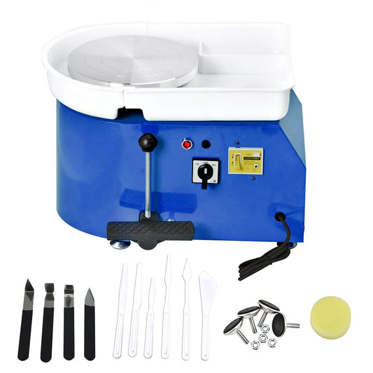 Blue Pottery Wheel Pottery Forming Machine 25CM 350W Electric Pottery Wheel With Foot Pedal DIY Clay Tool Ceramic Machine