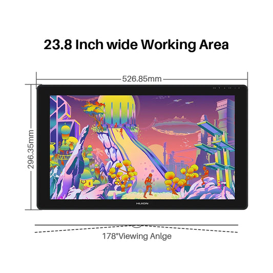 23.8 Inch HUION Kamvas 24 Plus Graphics Tablet Monitor with Screen with Drawing Display Digital Pen